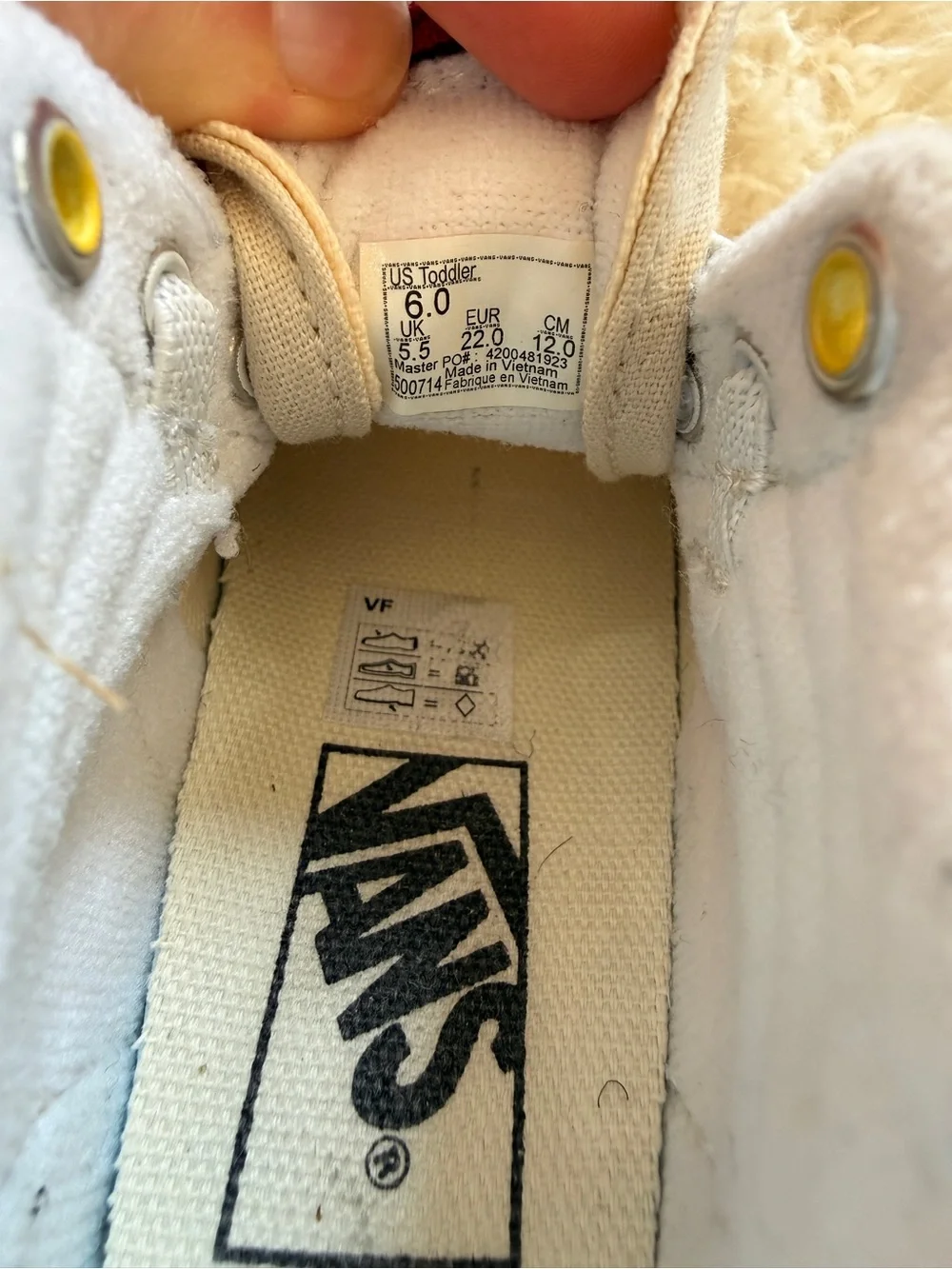 🛹 Vans Kids High-Top Sneakers in Cream with Orange & Pink Accents
